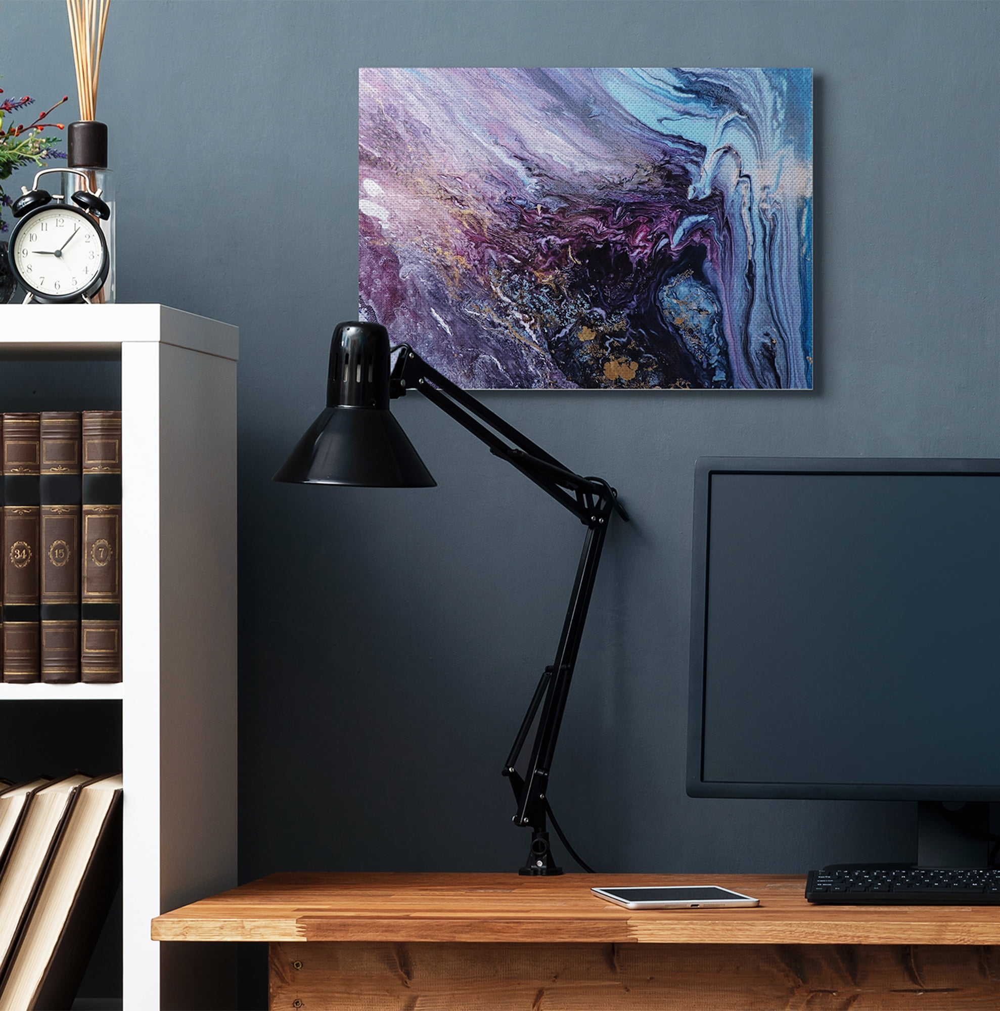 Stupell Home Décor Abstract Liquid Purple Blue Texture Painting Canvas Wall Art by Leticia Herrera