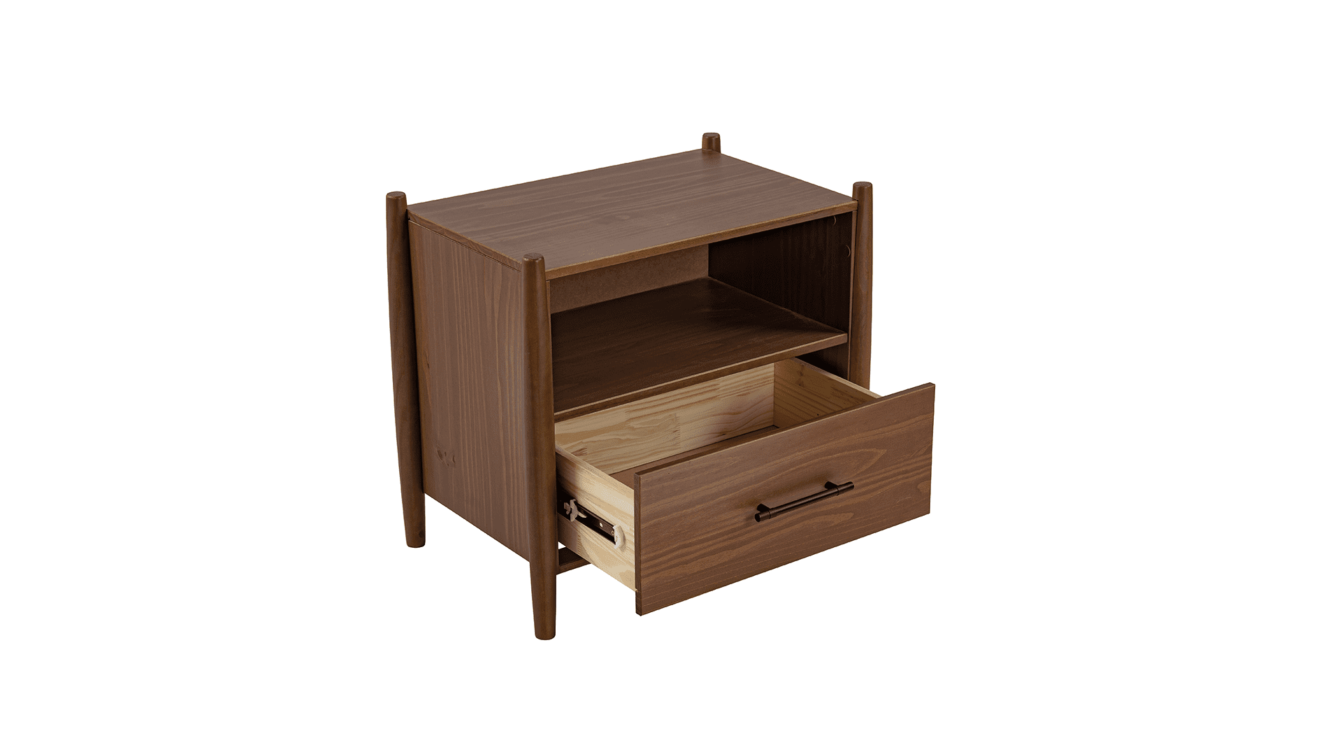 Josiah Solid Wodd 1 Drawer Nightstand Brown - for Adults and Teens