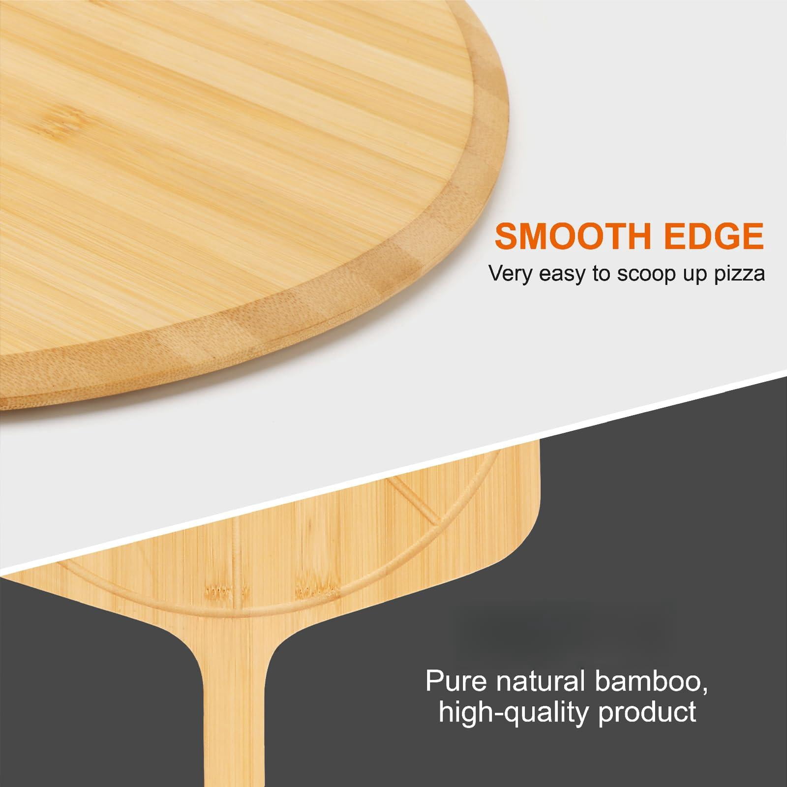 12 Inch With Grooves - 2 Pizza Peel Set, Double-Sided Use Board for Bread Cheese Vegetable Fruits