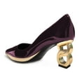 thumbnail image 3 of FSJ Women Unique Gold Chain Chunky High Heel Pumps Pointed Closed Toe Slip On Ladies Simple Office Comfy Party Slide Shoes Size 6 Plum, 3 of 4