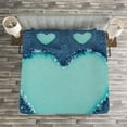 thumbnail image 3 of Ambesonne Navy and Teal Quilted Bedspread Set 3 Pcs, Denim Heart Love, King Size, Navy Blue and Seafoam, 3 of 3