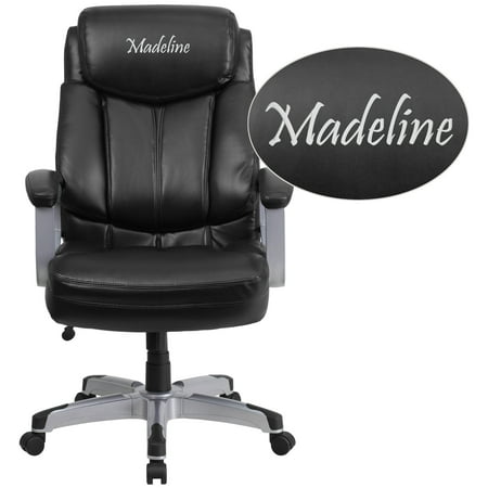 Flash Furniture Personalized HERCULES Series Big & Tall 500 lb. Rated Black LeatherSoft Executive Ergonomic Office Chair with Arms