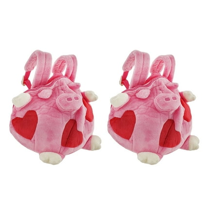Pair of Happy House Children`s Fat Piggy Plush Mini Backpacks