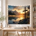thumbnail image 5 of Mountain Lake Sunrise with Sunset Wooden Cross Stands, Mystical Fantasy for Space Lovers, Galaxy Room Decor, Mother'S Day Gift, Tapestry Wall Hanging for Bedroom and Dorm, 5 of 7