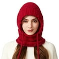 thumbnail image 6 of CYSFASHION 3 In 1 Beanie Hat for Women Fall Fashion Women's Hats & Caps Face Mask Fleece Winter Scarves Wine, 6 of 8