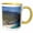 Yellow/White, variant on 3drose, Camps Bay Beach and Twelve Apostles, Cape Town, South Africa., 11oz Two-tone Red Mug