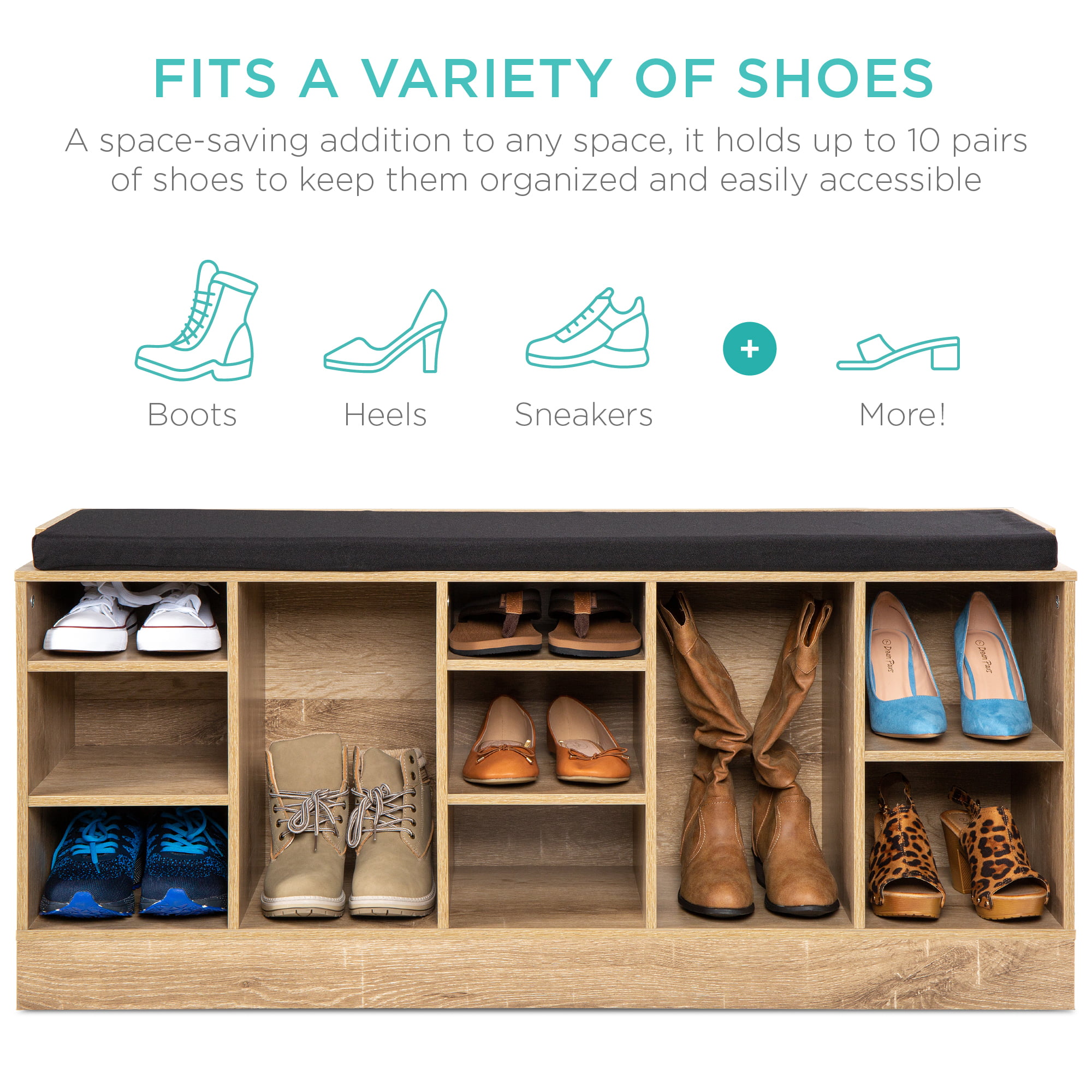 astimey Shoe Bench, Lift Top Shoe Storage Bench, Adjustable Shelf