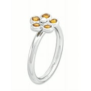 Sterling Silver Citrine Flower Ring