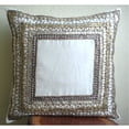 thumbnail image 6 of The HomeCentric Pillow Case Zipper Ivory Pillow Shams 3D Sequins Bordered Pillow Shams Pack of 2 24x24 inch (60x60 cm) Pillow Shams Square Silk Shams Pillow Shams Traditional Style - Ivory Treasure, 6 of 9