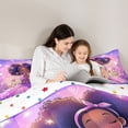 thumbnail image 4 of Castle Fairy Magical Fairy Afro Princess Twin Bedding 7-Piece,Purple Star Flower Heart Bedding Comforter Set,Purple Pink, 4 of 7