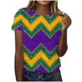 thumbnail image 2 of Gamivast Women Carnival Tops Relaxed Fitted Short Sleeve Sequin Mardi Gras Blouse Holiday Crewneck Tunic Party Tshirt Happy Mardi Gras Day T-Shirts, 2 of 6