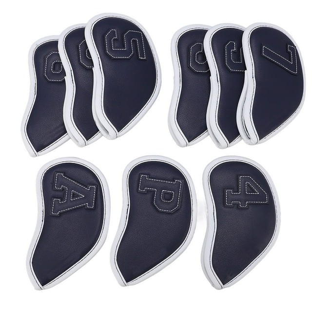 Ensemble de 9 Pcs de Housses de Tête de Golf en Fer Imperméables avec Doublure Épaisse en Peluche, Design Étiquette Transparente pour Protection de Club