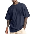 thumbnail image 1 of T-shirt pour Homme T-Shirt Homme Grande Taille Chemises Décontractées pour Homme Manches Courtes Uni Fluide Confortable T-Shirt avec Poche Col Rond Mode Extérieur Tuniques, 1 of 6