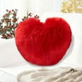thumbnail image 4 of Heart Shaped Throw Pillow with Long Faux Fur, Plush Decorative Cushion for Sofa and Bed, Soft Accent Pillow for Living Room and Bedroom Decor(Red,A), 4 of 6