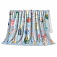 thumbnail image 2 of YShenghong Whimsical Presents Cakes And Party Hats Pattern Printed Flannel Blanket, 2 of 7