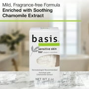 Basis Sensitive Skin Bar Soap, Unscented Soap Bar for Sensitive Skin, 4 oz Bar