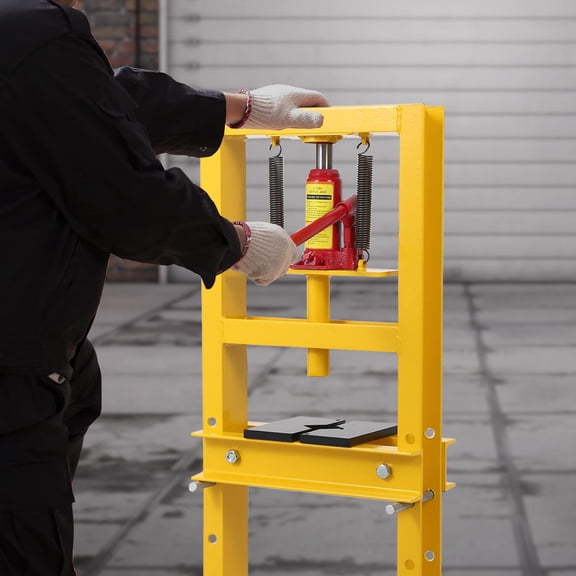 COZONY 6 Ton Hydraulic Shop Press, H-Frame w/ Adjustable Height, Pressure Gauge and Movable Plates