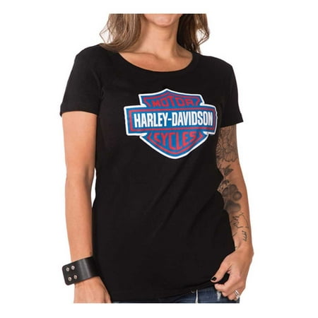 Harley-Davidson Women's RWB Bar & Shield Logo Short Sleeve Tee - Black, Harley