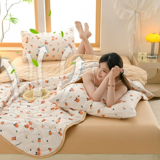 Couvertures Jetées Polyester Été Couette Sensation Fraîche Climatisation Couette Soie Glacée Couette d'Été Lavable Noyau de Couette Été Simples Double Fine Couette Cadeau Été Couette