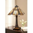 thumbnail image 3 of 2-Light Tiffany Table Lamp with Linear Bronzed Base with Geometric Art Glass Panel Shade 15.5 inches W X 25 inches H Bailey Street Home 71-Bel-619926, 3 of 4