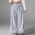 thumbnail image 6 of Misright Women's Fuzzy Plush Pajama Pants Drawstring Elastic Waist Wide Leg Teddy Bottoms Pants, 6 of 8