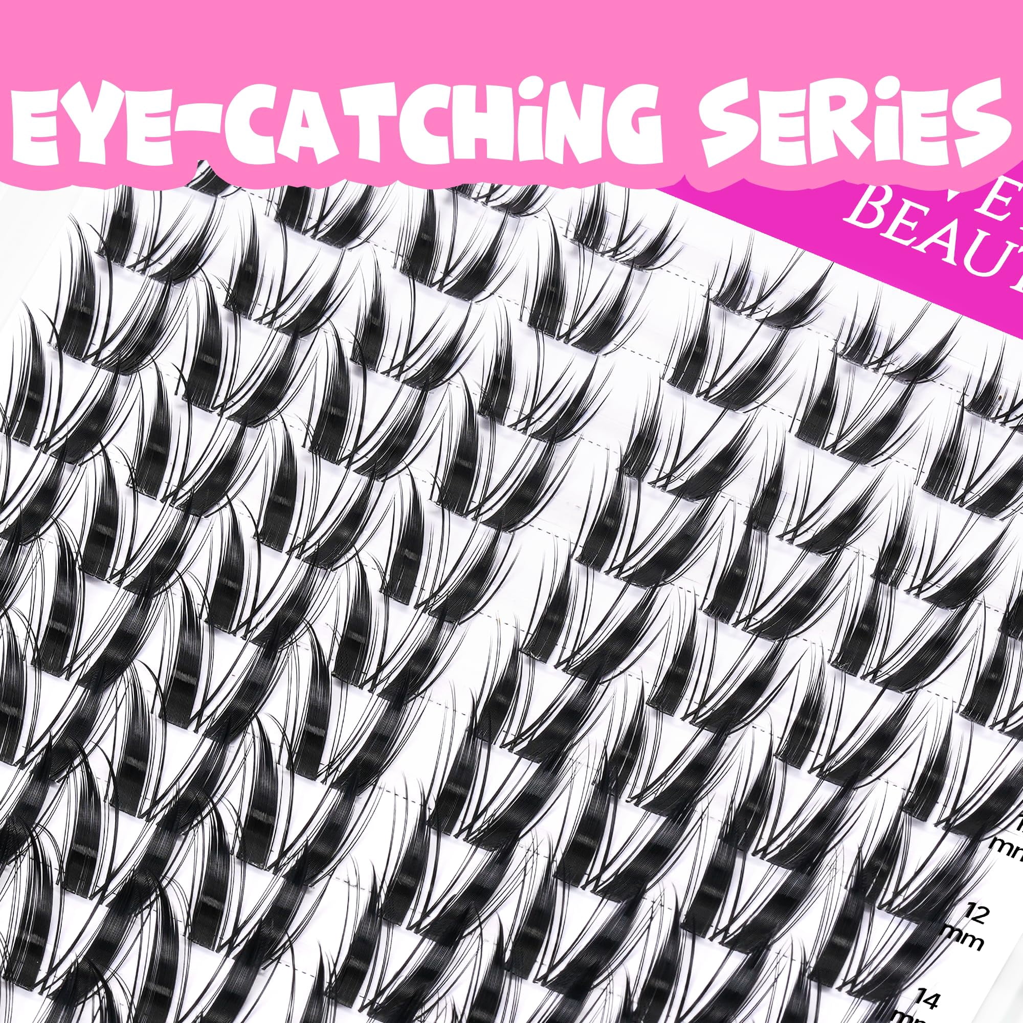 VEYESBEAUTY Bunny Lash Clusters, Fluffy Lashes with Invisible Band, Individual Eyelashes Lightweight & Reusable, 112 Clusters Tray