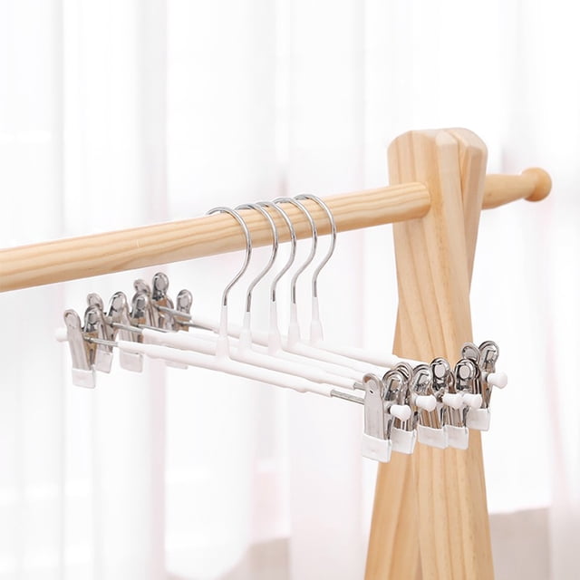 Stainless Steel Non-Slip Pants Hanger,Heavy Duty Plastic Dipped Clips,Telescopic Multi-Functional Household Garment Rack,SouMaox