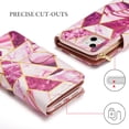 thumbnail image 5 of Wallet Case for iPhone 13 6.1 inch, Vintage PU Leather Magnetic Closure Geometric Handbag Zipper Pocket Case Kickstand Card Holder Slots TPU Shockproof Flip Case - Marble Purple, 5 of 14