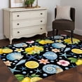 thumbnail image 4 of Summer Beach Washable Area Rugs 3'x5', Ocean Starfish Shell Coastal Conch Lemon Flowers Black Low Pile Throw Living Room Rug Non-Slip Sturdy Edge Binding Carpet for Indoor Entryway Bedside Kitchen, 4 of 9