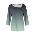 thumbnail image 5 of ShiShine Women's 3/4 Sleeve Shirts Square Neck Tops Gradient Color Dressy Casual Basic Tees T Shirts Blouses, 5 of 5