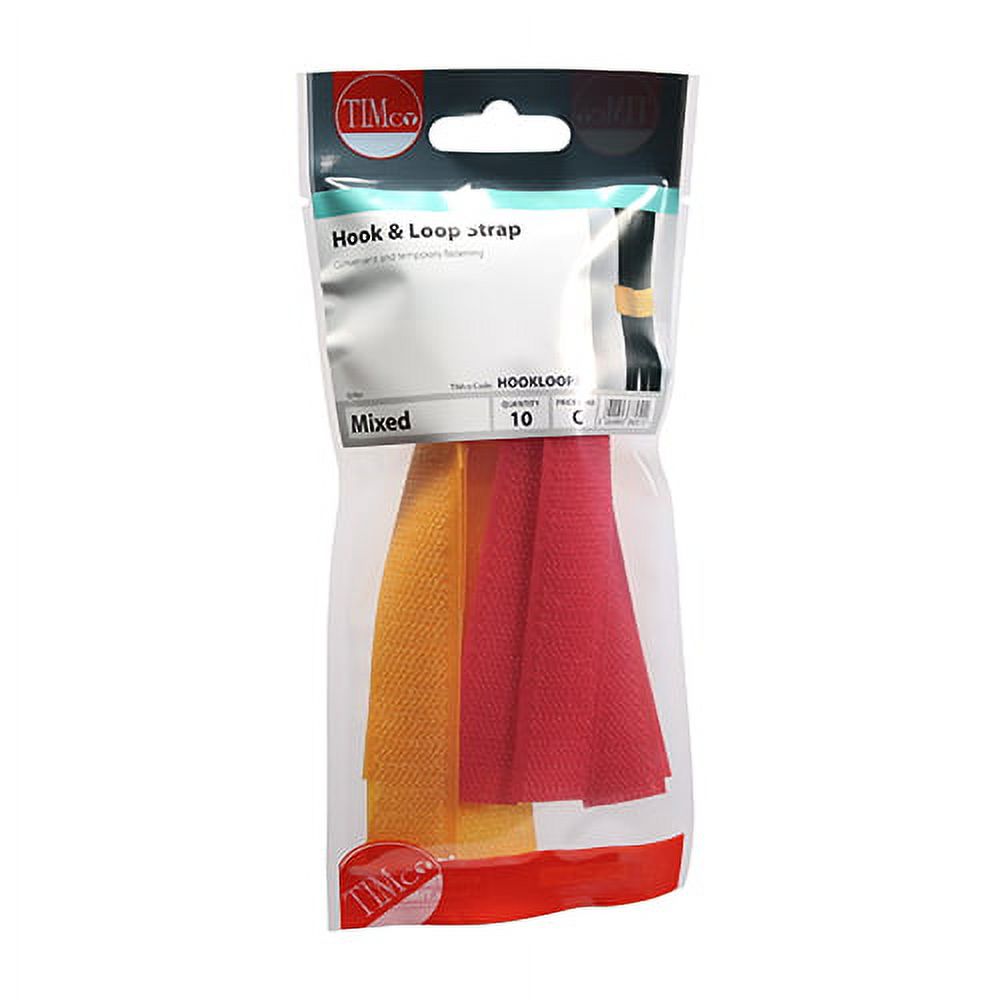 Timco - Coloured Hook & Loop Straps (Size Mixed - 10 Pieces)
