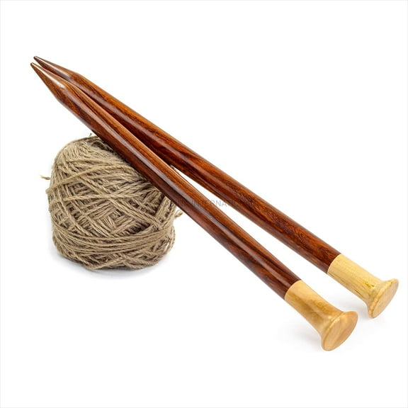 Nagina International 14" Rosewood & Maple Crafted Premium Yarn Knitting Needles | Stitching Accessories & Supplies (Maple Head, US Size 6-4mm)