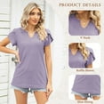 thumbnail image 2 of TEMOFON T-Shirts for Women Summer Short Sleeve Tops Casual V Neck Tunic Tops Trendy Petal Sleeve Shirts Loose Ladies Tops Blouses Purple M, 2 of 7
