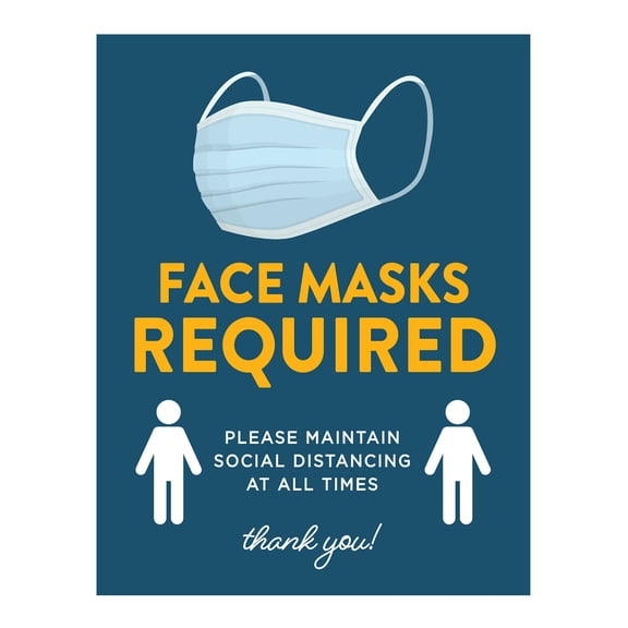 Koyal Wholesale Social Distancing Face Masks Required Business Signs, 10-Pack, Vinyl Sticker Decals