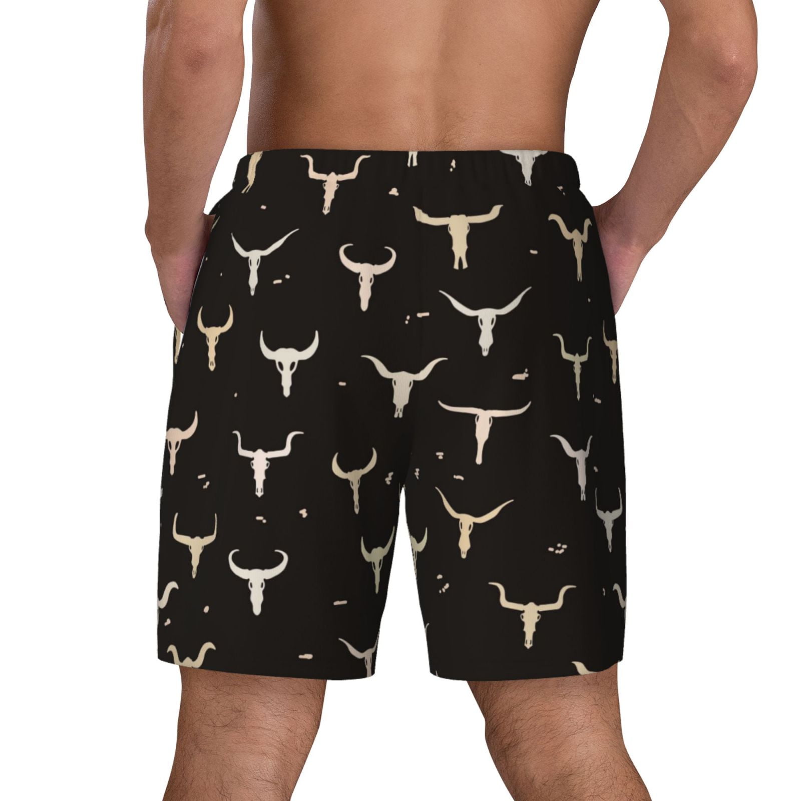 Xecao Cow Skulls for Men's Swimming Trunks Swim Trunks Quick Dry Swim Shorts with Mesh Lining Funny Swimwear Bathing Suits