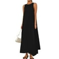 thumbnail image 1 of Liquidation d'Été 2025! Robe Grande Taille pour Femmes, Liquidation d'Été pour Femmes, Mode Robe d'Été Décontractée Sans Manches à Col Rond Unie pour la Plage Robe Boho, 1 of 5