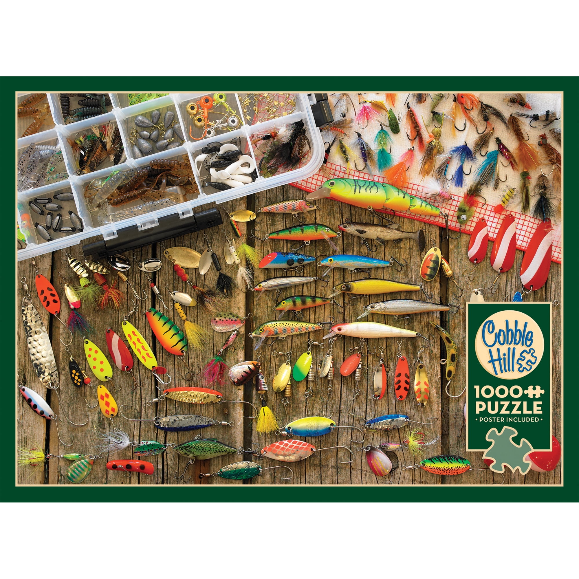 Cobble Hill 1000 Piece Puzzle: Fishing Lures - Reference Poster Included, High Quality Jigsaw, Earth Friendly Materials