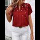 thumbnail image 4 of Tops Elegantes de Verano con Cuello en V y Corta para Mujer Vino Tinto XL, 4 of 7