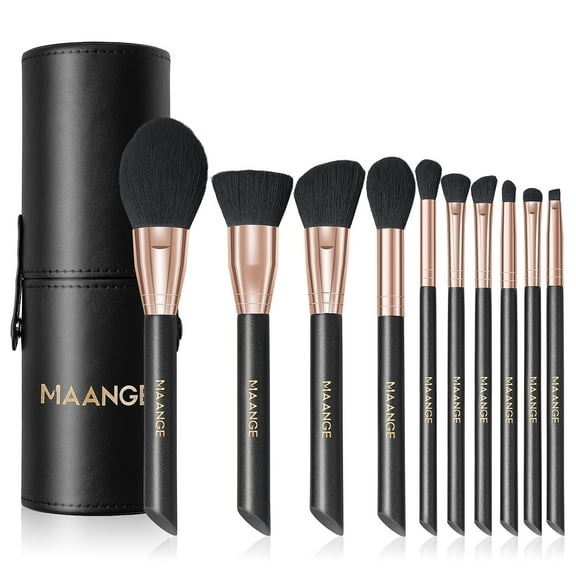 MAANGE Makeup Brushes 10PCs Rose Golden Make Up Brushes with Black Case