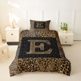 thumbnail image 2 of Catabedysis Leopard Print Twin Duvet Cover,Brown Boho Monogrammed E Design Twin Bedding For Girls,Black Reversible,2pcs,1 Duvet Cover and 1 Pillowcase, 2 of 6