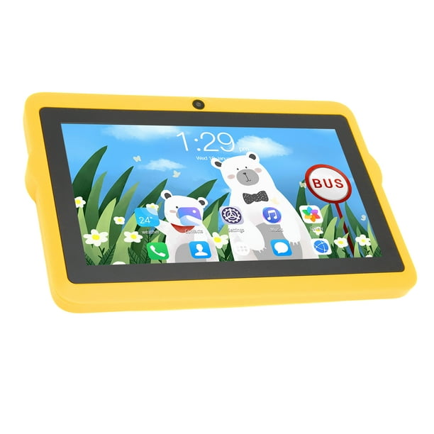 Tablette PC, Tablette Pour Enfants 8 Cœurs CPU Haut-parleur Unique 100-240  V Avec Support Pour Prise UE Jaune Scolaire 