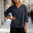 thumbnail image 6 of Iyufng V-Neck Tops for Women Short Sleeve Solid Color Loose-Fit Blouses Summer Casual Tops, 6 of 6