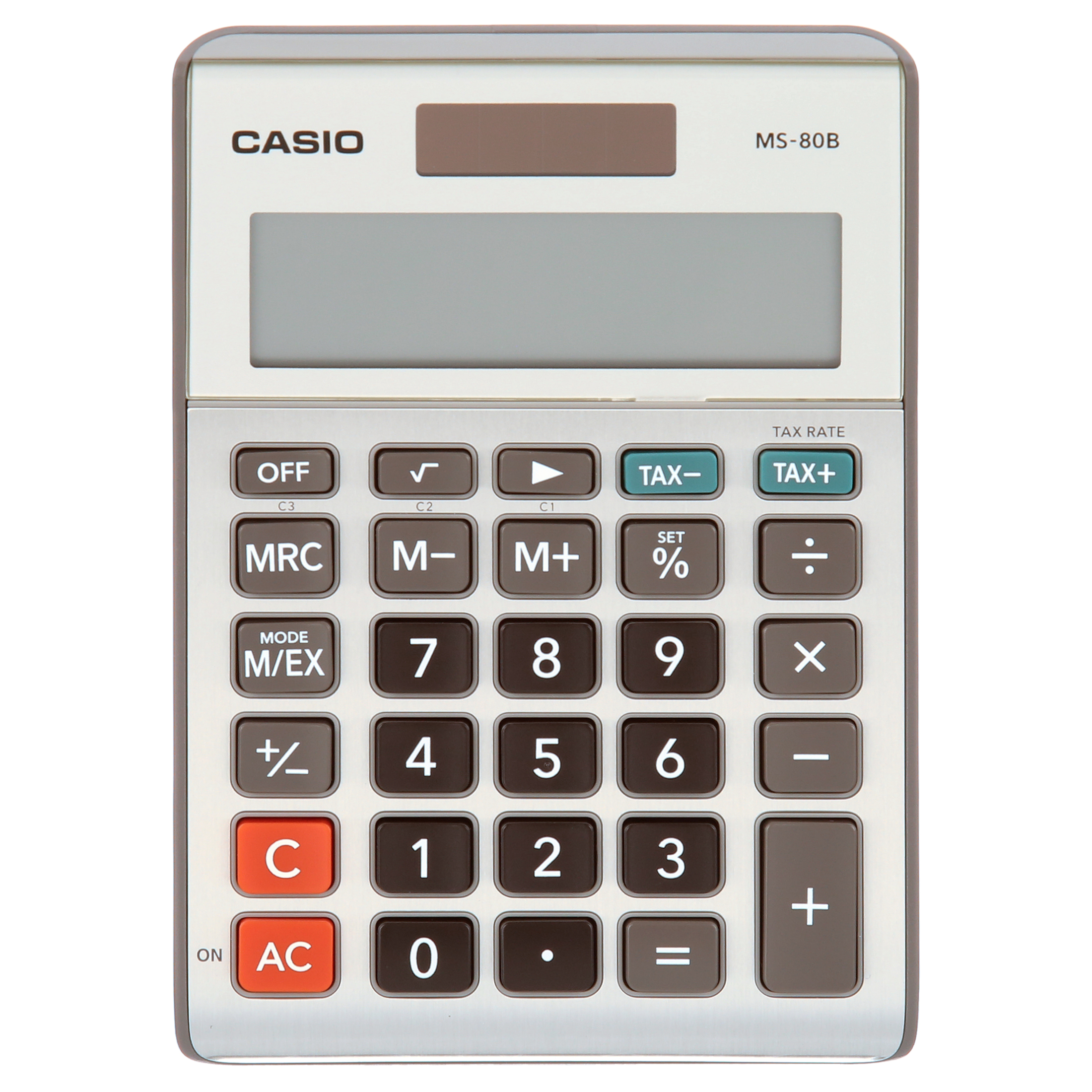 Casio MS-80B 8-Digit Desktop Calculator, Dual Power, Extra Large LCD Display, Satin Nickel