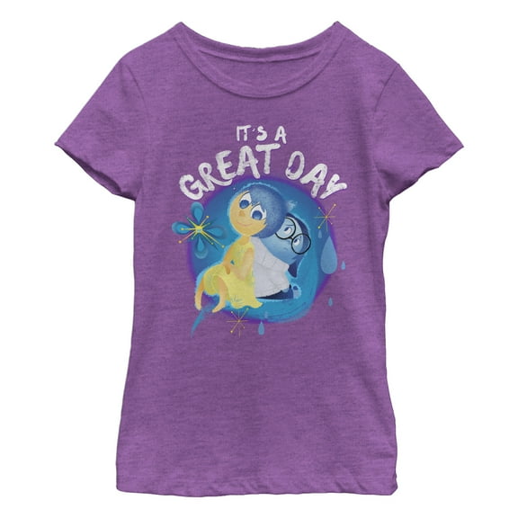 Girl's Inside Out Joy and Sadness Great Day Graphic Tee Purple Berry Large