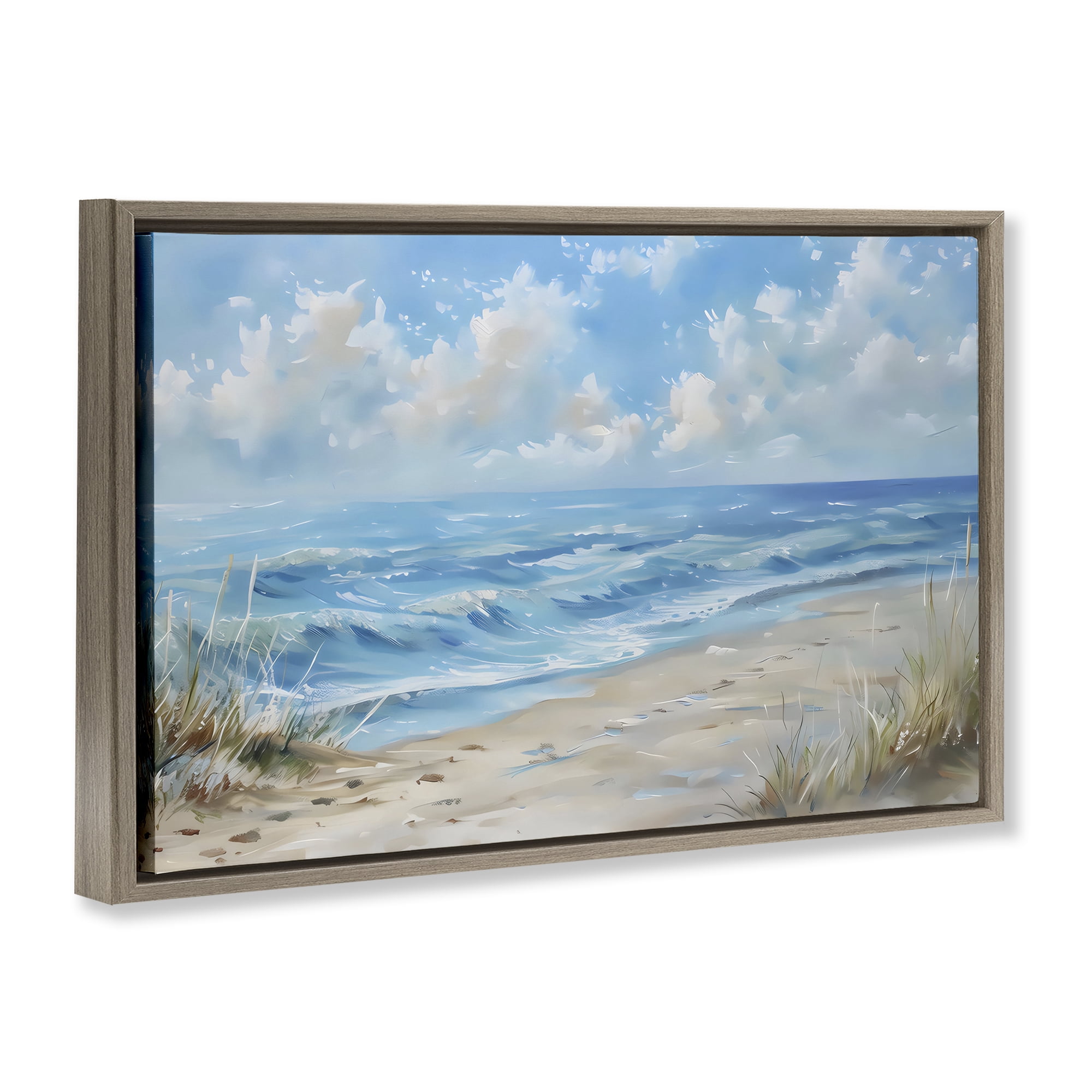 Stupell Industries Coastal Tranquility Horizon Brown Framed Floater Canvas Wall Art, design by Creative Studio