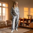 thumbnail image 3 of Sorvello Womens Home Casual Pajama Pants Lips Heart Print Plush Wide Leg Sleep Pants Elastic Drawstring Gray 3XL, 3 of 6