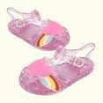 thumbnail image 6 of Xfvqtps Girls Jelly Sandals Cross Straps Closed Toe Hollow out Sequin Love Rainbow Decoration Adjustable Buckle Durable Non Slip Washable Lightweight Summer PVC Water Shoes for 2-10 Years Pink, 6 of 9