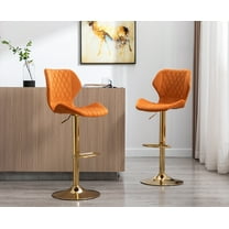 Guyou Adjustable Swivel Bar Stools Set of 2, Modern Velvet Counter Height Chairs with Backrest and Footrest for Kitchen Island Bar Restaurant, Orange