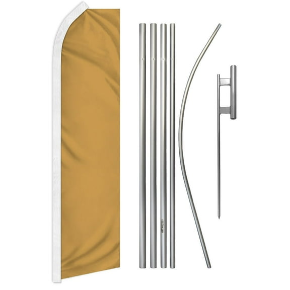 Gold Solid Color Super Flag & Pole Kit