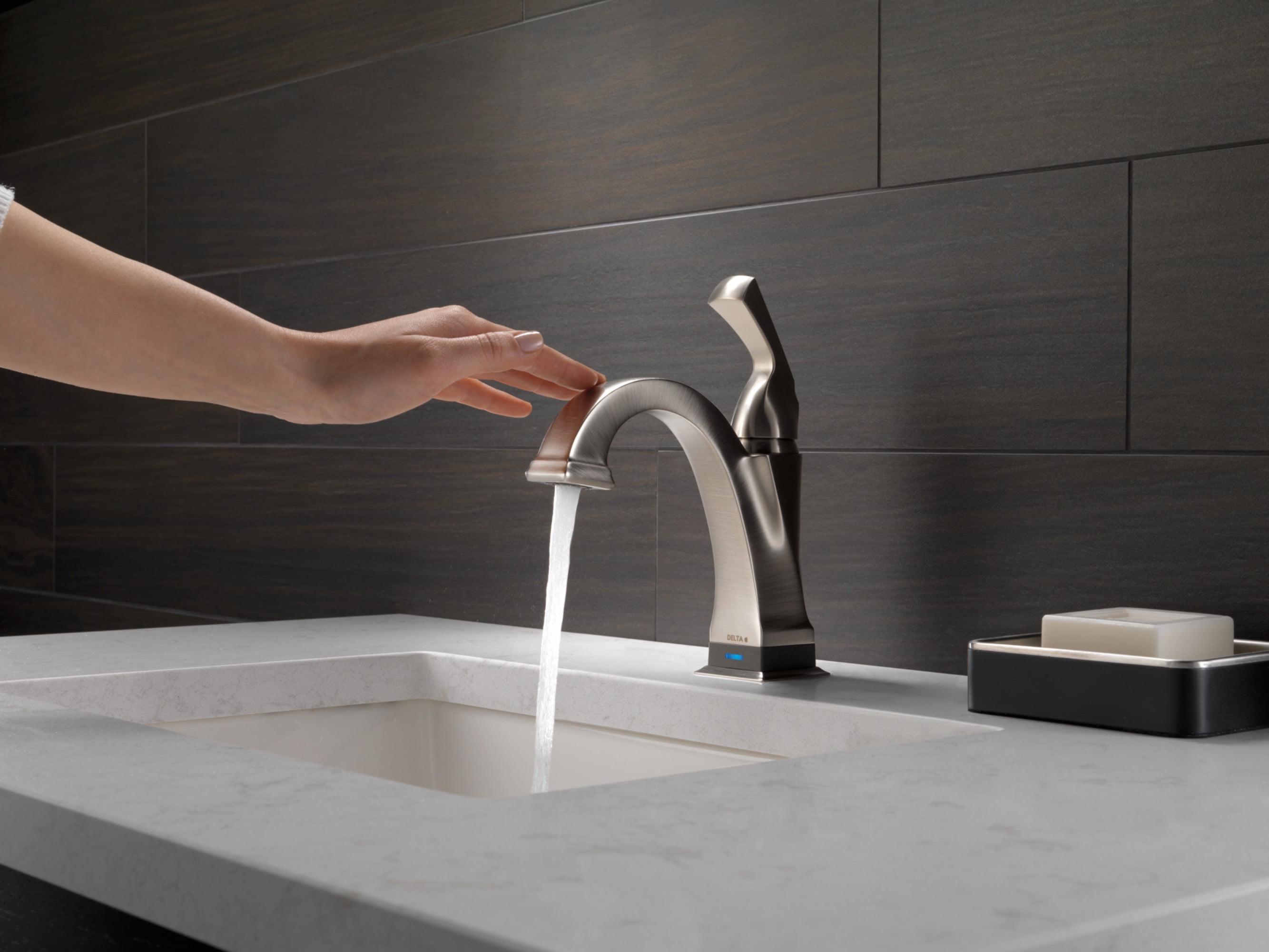 Delta Dryden Single Handle Bathroom Faucet with Touch2O.xt Technology, Polished Nickel